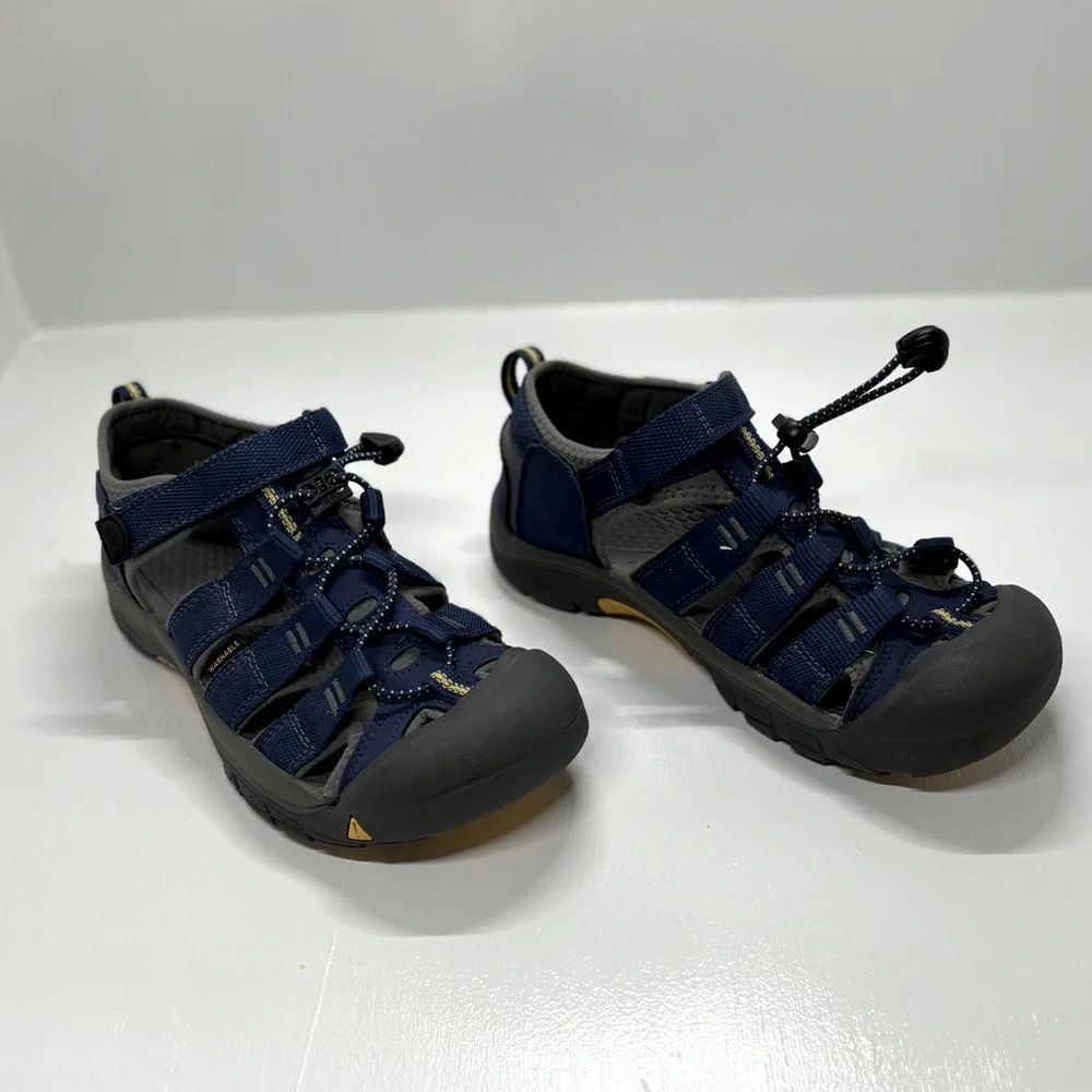 KEEN Kids Newport H2 Sandals Blue Gray Yellow Size 4 Waterproof Outdoor Water Sh